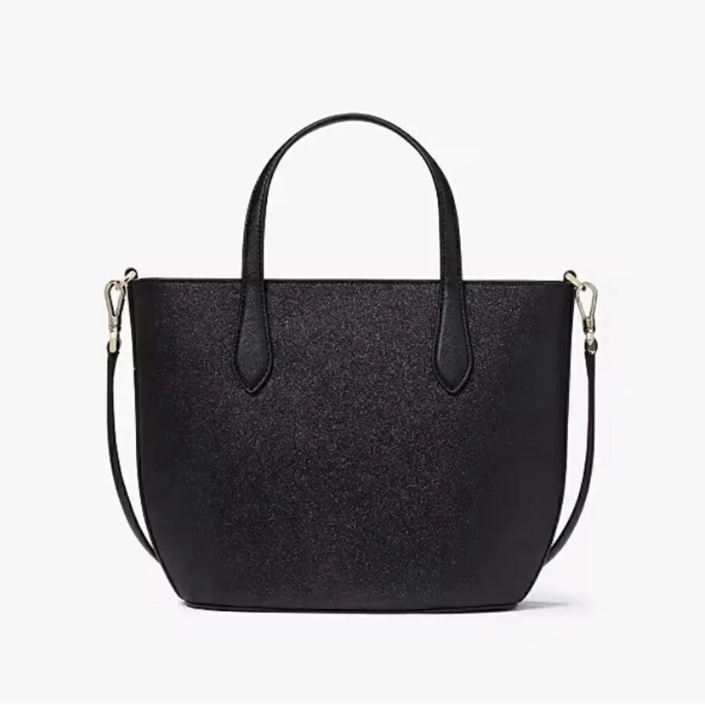 Kate Spade Purse Black Glimmer Glitter Satchel Crossbody Hand Bag